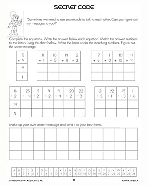 Secret Code - Addition and Subtraction Worksheet for Kids