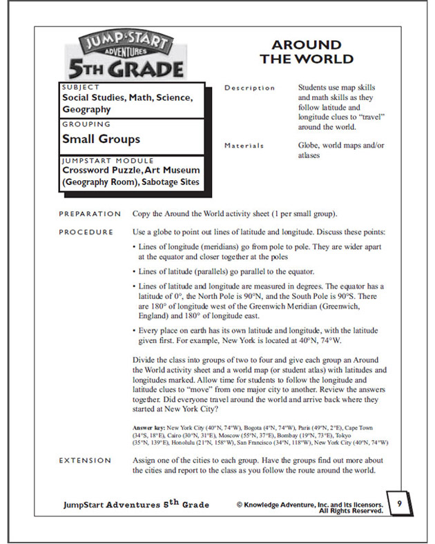 Around the World - Math Worksheet for 5th Graders