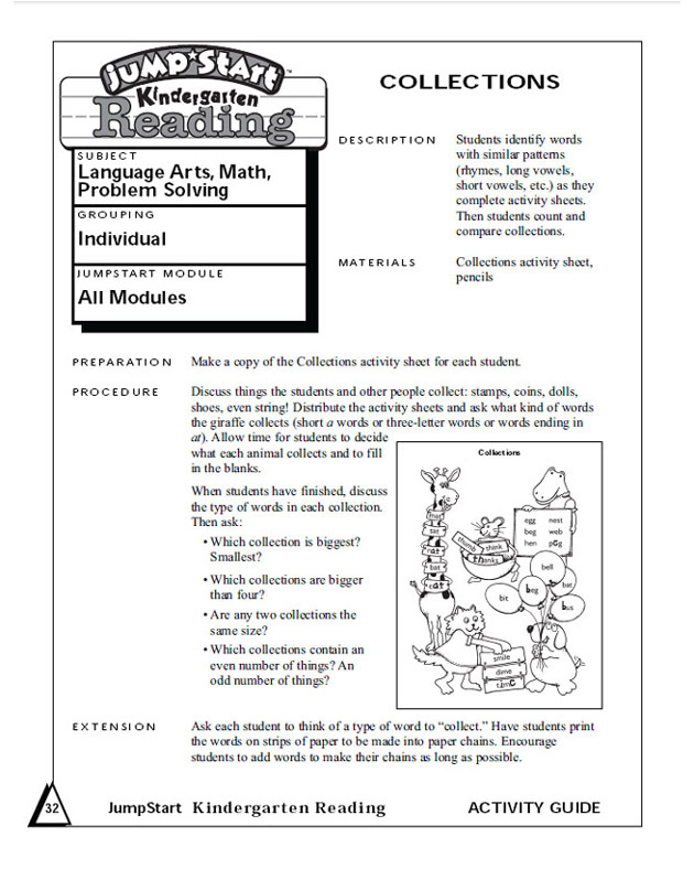 Collections - Math Worksheet for Kindergarten