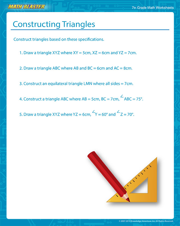 Constructing Triangles - Free Construction of a Triangle Worksheet for Middle School