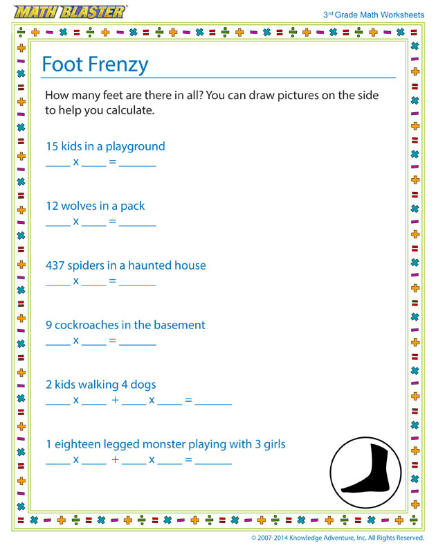 Foot Frenzy - Multiplication Worksheet for Kids