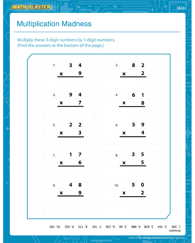 Multiplication Madness - Multiplication Worksheet for 1st Graders