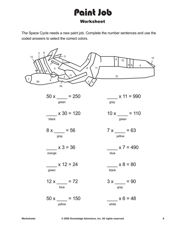 Paint Job - Multiplication Worksheet for Kids