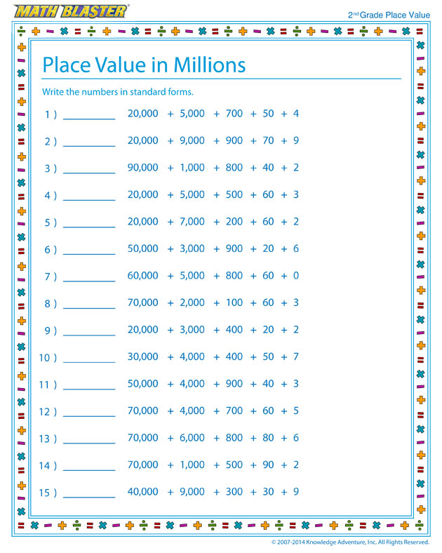 Printable place value worksheet