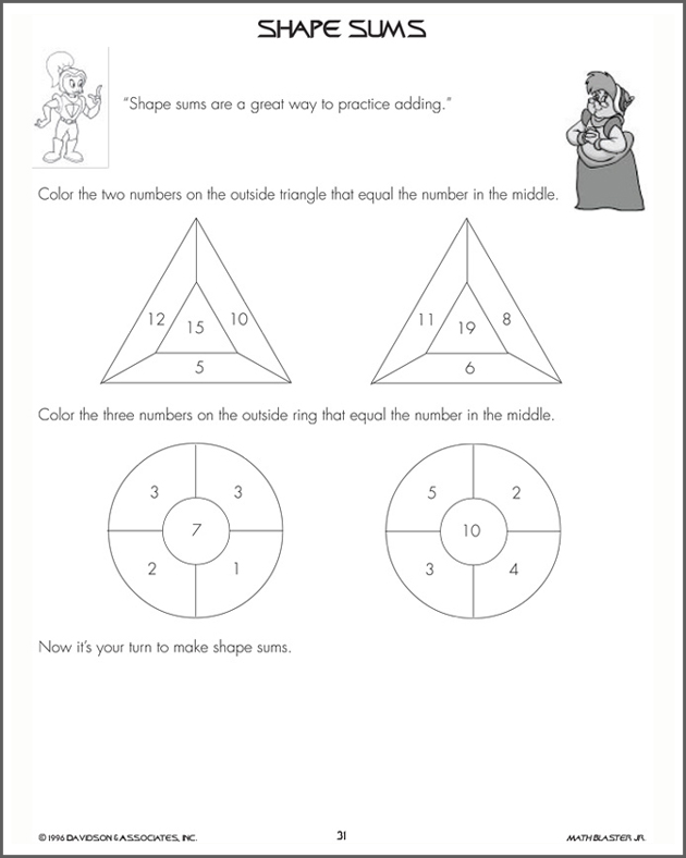 Shape Sums - Addition Math Worksheet for Kids