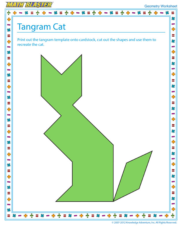 Tangram Cat - Geometry Worksheet Online Free