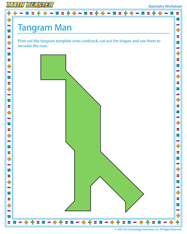 Tangram Man - Free Online Geometry Worksheet for Kids