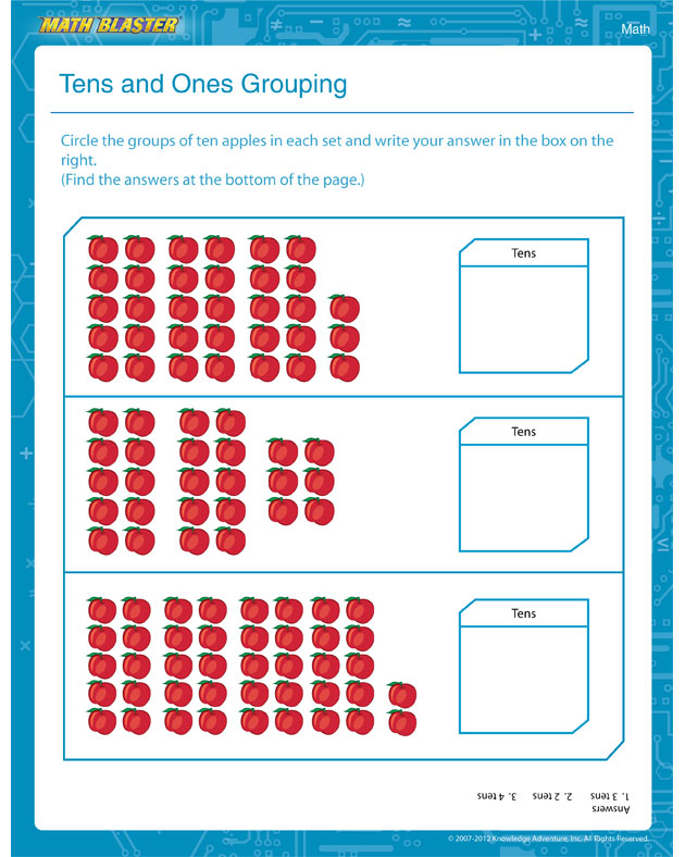 Tens and Ones Grouping - Place Value Worksheet for Kids