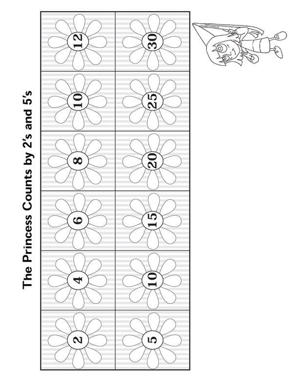 The Princess Counts by 2's and 5's - Multiplication Worksheet for 3rd Graders