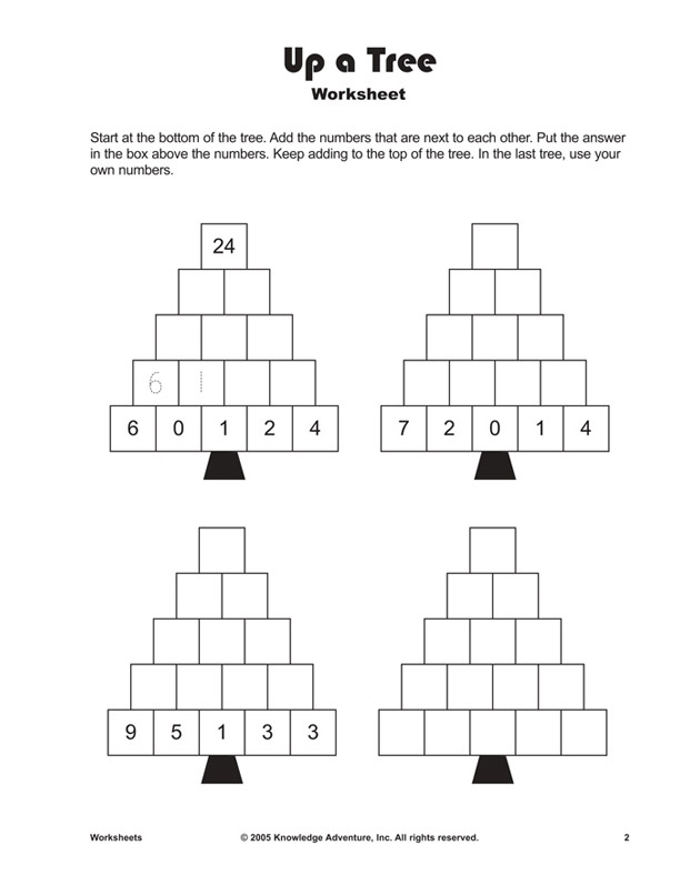 Up a Tree - Addition Worksheet for Kids