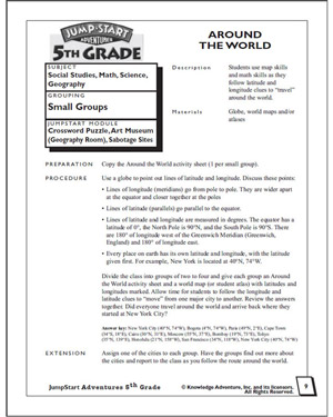 Around the World - Printable Math Worksheet for Fifth Graders