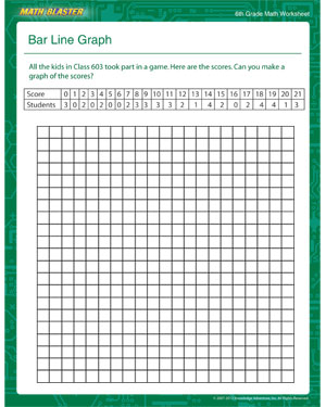 Bar Line Graph - Printable Math Worksheet for Sixth Grade