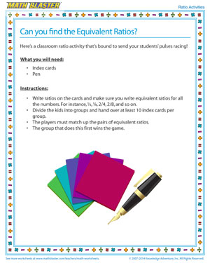 Online Ratio Activity and Printable for Elementary