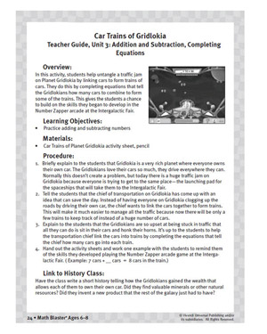 The Car Trains of Gridlokia - Addition and Subtraction Worksheet