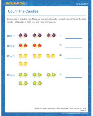 Count The Candies - Printable Counting Worksheet for Elementary