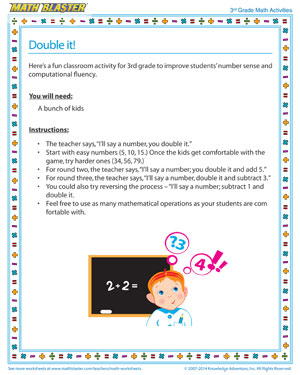 Double it! - 3rd Grade Printable Number Sense Activity