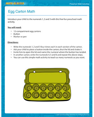 Did you see 'Egg Carton Math'- MathBlaster's Printable Math Activity for Preschoolers