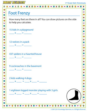 Foot Frenzy - Printable Math Worksheet for Kids