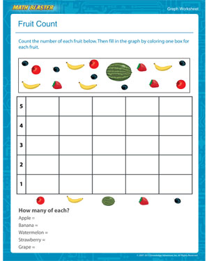 Fruit Count - Printable Graph Worksheet for Kids