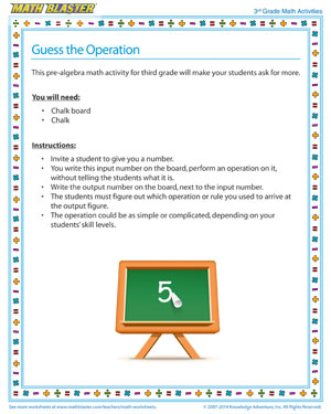 Guess the Operation - 3rd Grade Printable Math Activity