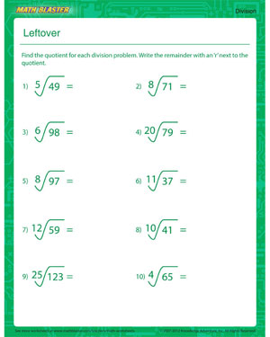 Free Division Worksheet for kids