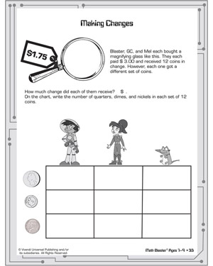 Making Changes - Printable Math Worksheet for Elementary