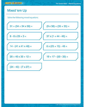 Mixed 'Em Up - Free Math Worksheet for 7th Grade