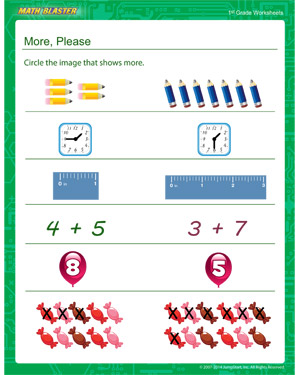 More, Please - Printable Math Worksheet for Kids