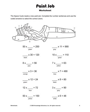 Paint Job - Printable Multiplication Worksheet for Kids