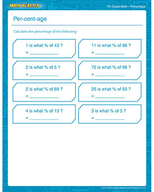 Per-cent-age - Free Math Worksheet for 7th Grade