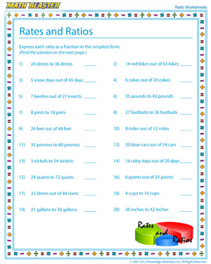 Try 'Rates and Ratios – 1' - Printable Ratio Worksheet for Elementary