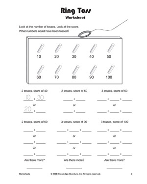 Ring Toss - Printable Addition Worksheet for Kids