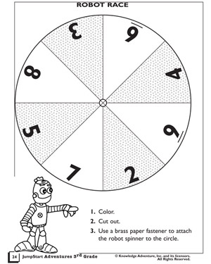 Robot Race - Printable Multiplication Worksheet for Kids