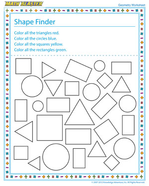 See 'Shape Finder' - A Fun Geometry Worksheet for Elementary Grades