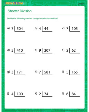 Free Division Worksheet for kids