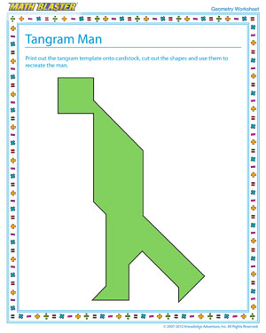 See 'Tangram Man' - A Fun Geometry Worksheet for Elementary Grades